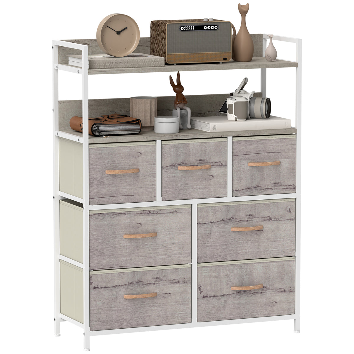 HOMCOM Bedroom Chest Of Drawers 7 Drawer Dresser W/ Shelves