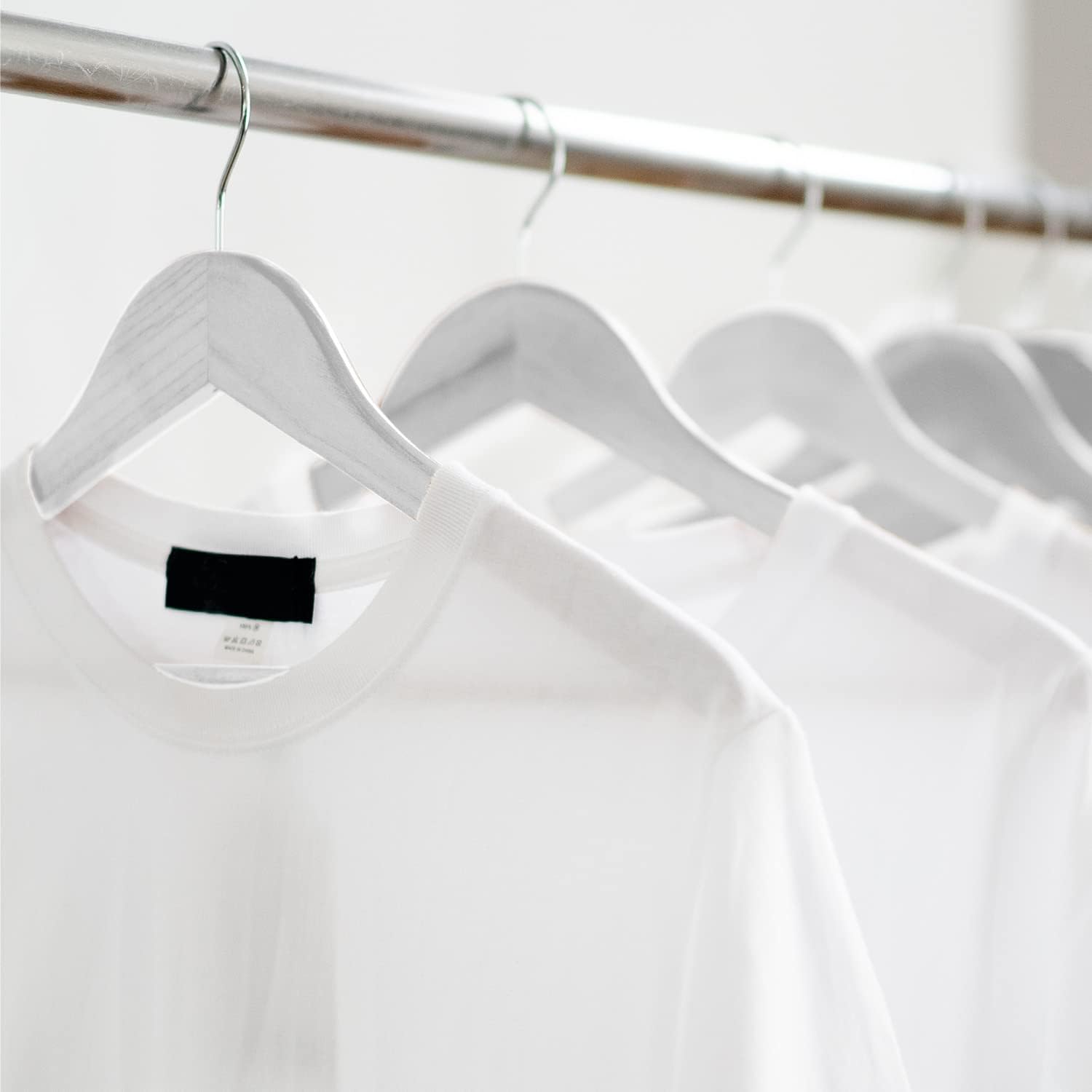 20 Pack Wooden Clothes Hangers With Non Slip Bar | White