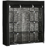 Fabric Wardrobe With 10 Shelves 1 Hanging Rail Foldable