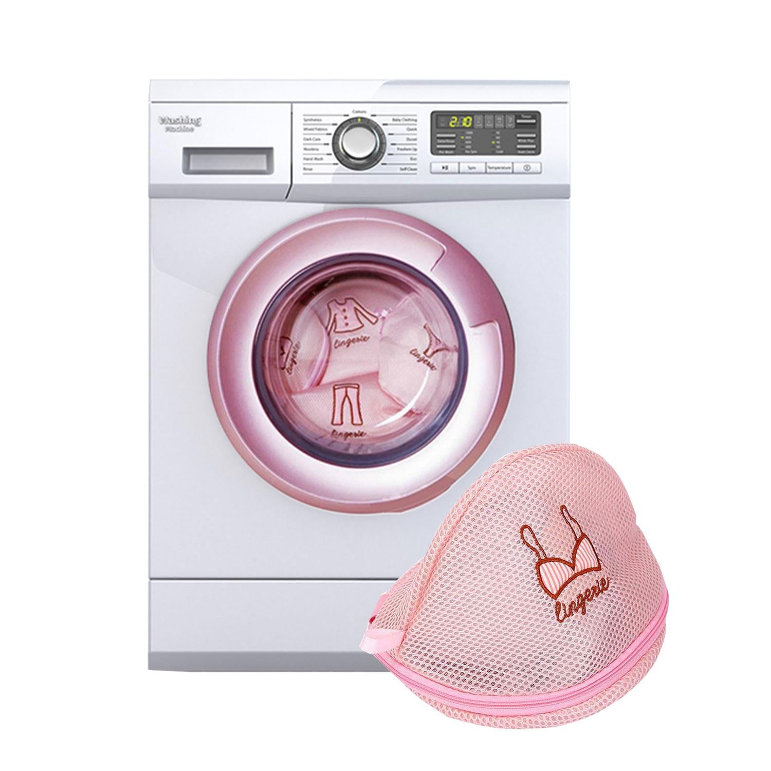 Zippered Mesh Laundry Clothes Bra Washing Bag, Pink