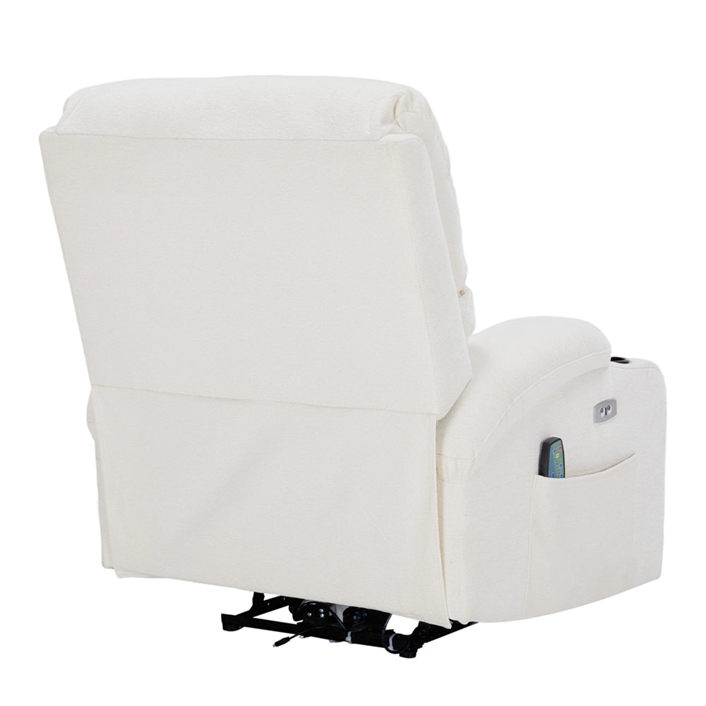 Living and Home Chenille Upholstery Electric Massage Recliner Armchair With Heat, 8-point Vibrating System, Adjustable Backrest, Cup Holders & Storage Pocket
