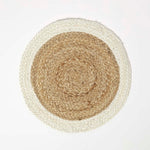 HOMESCAPES Natural & Cream Braided Jute Handwoven Round Placemats Set Of 4