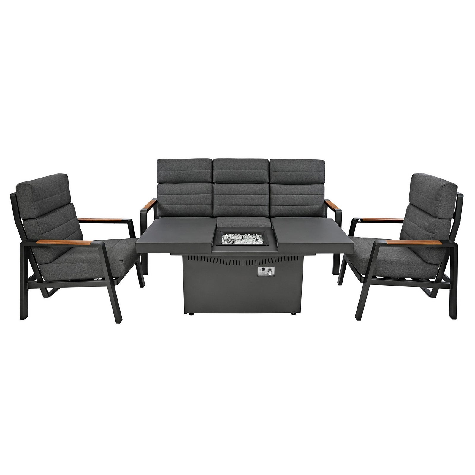 MonsterShop 5 Seater Reclining Furniture Set With Firepit