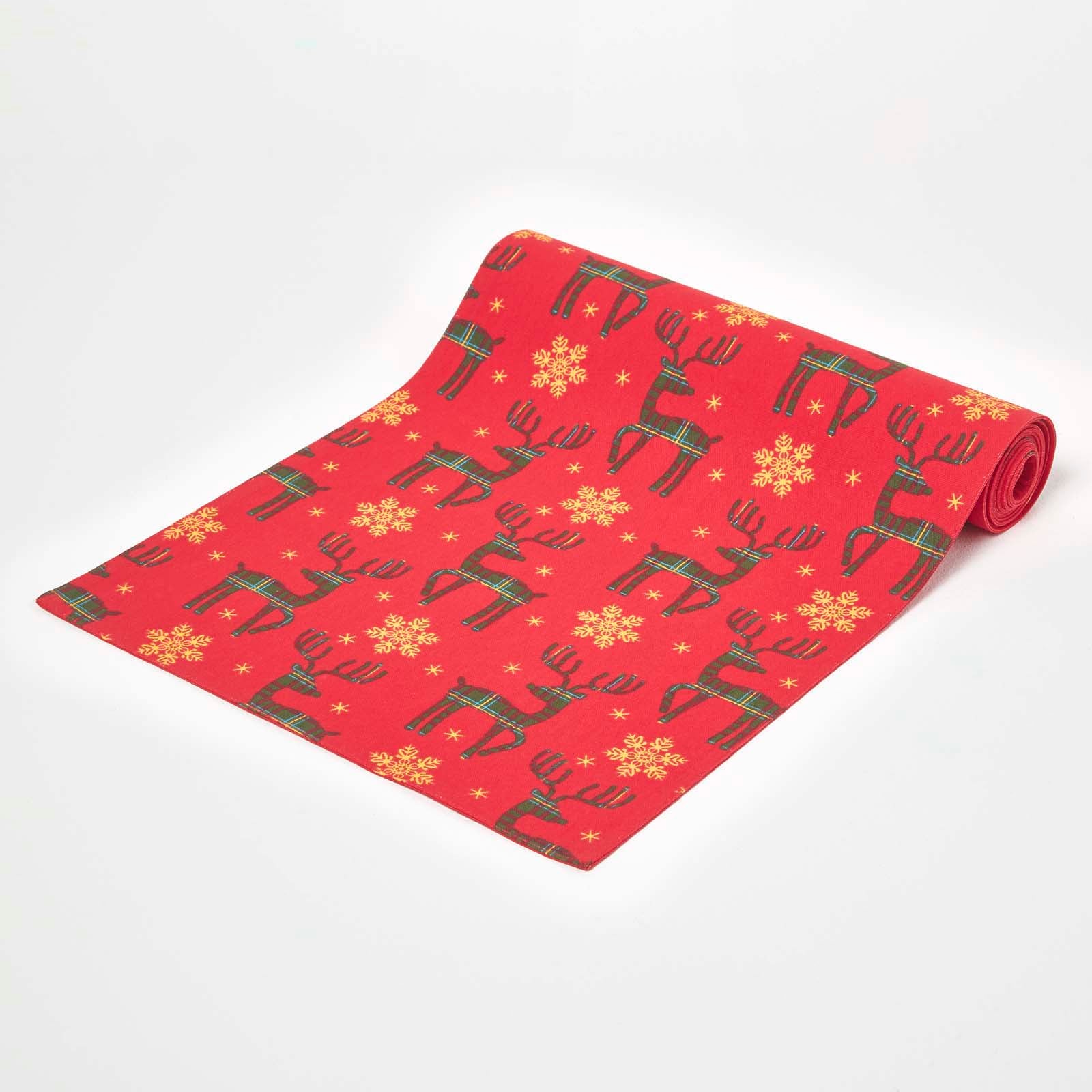 Red Reindeer Christmas Table Runner | 35cm x 180cm | Red