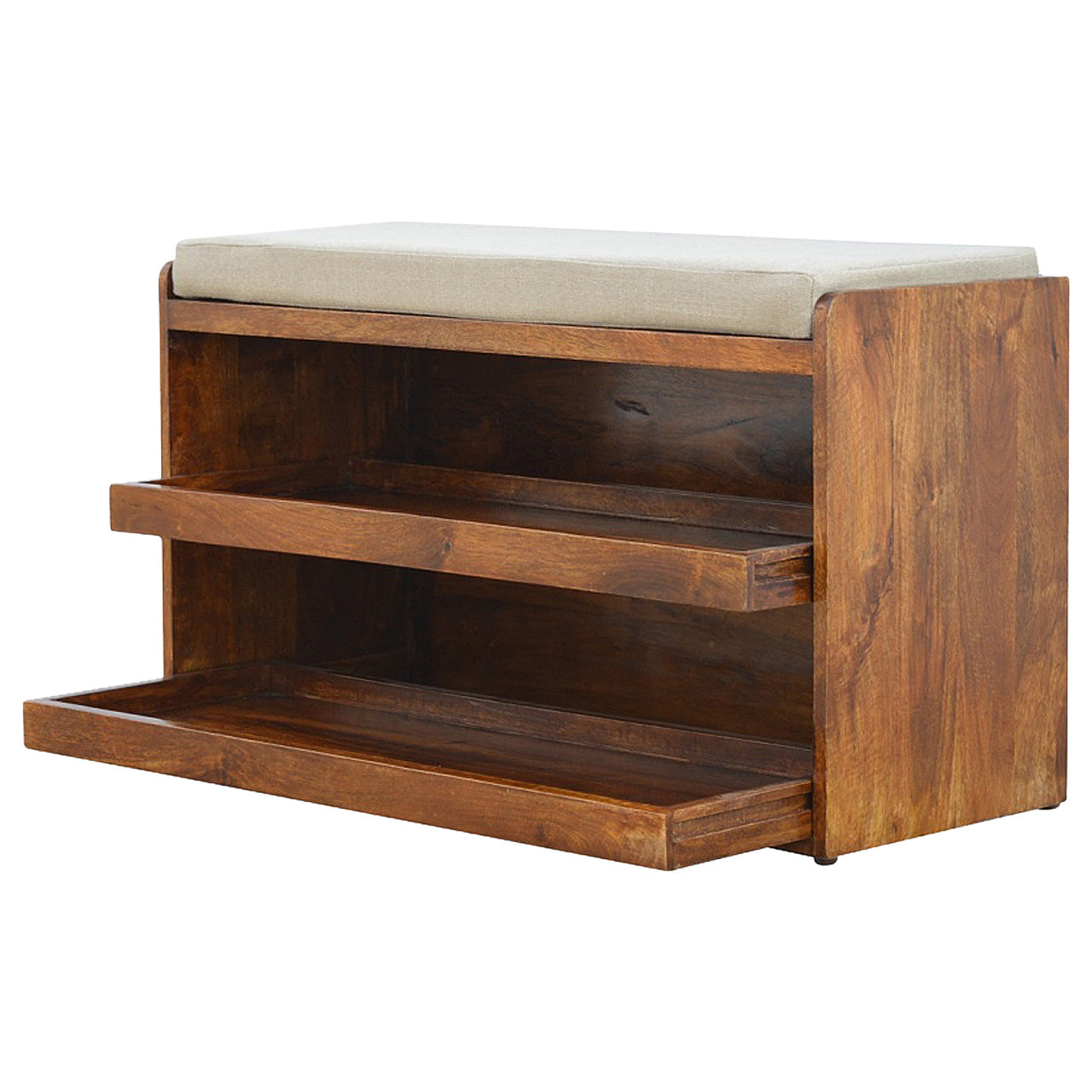 Solid Wood Mud Linen Pull Out Shoe Bench