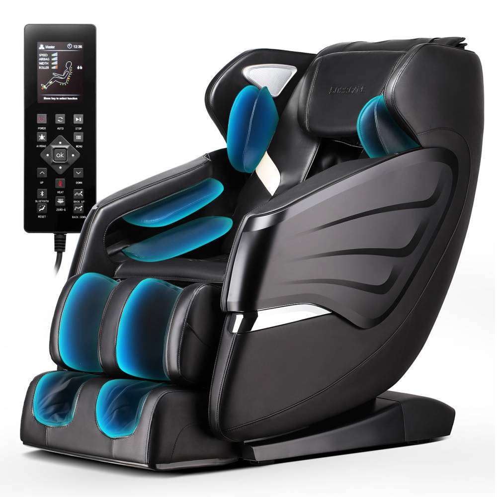 Zero Gravity Back Heated Full Body Massage Chair With Handheld Controller | Black