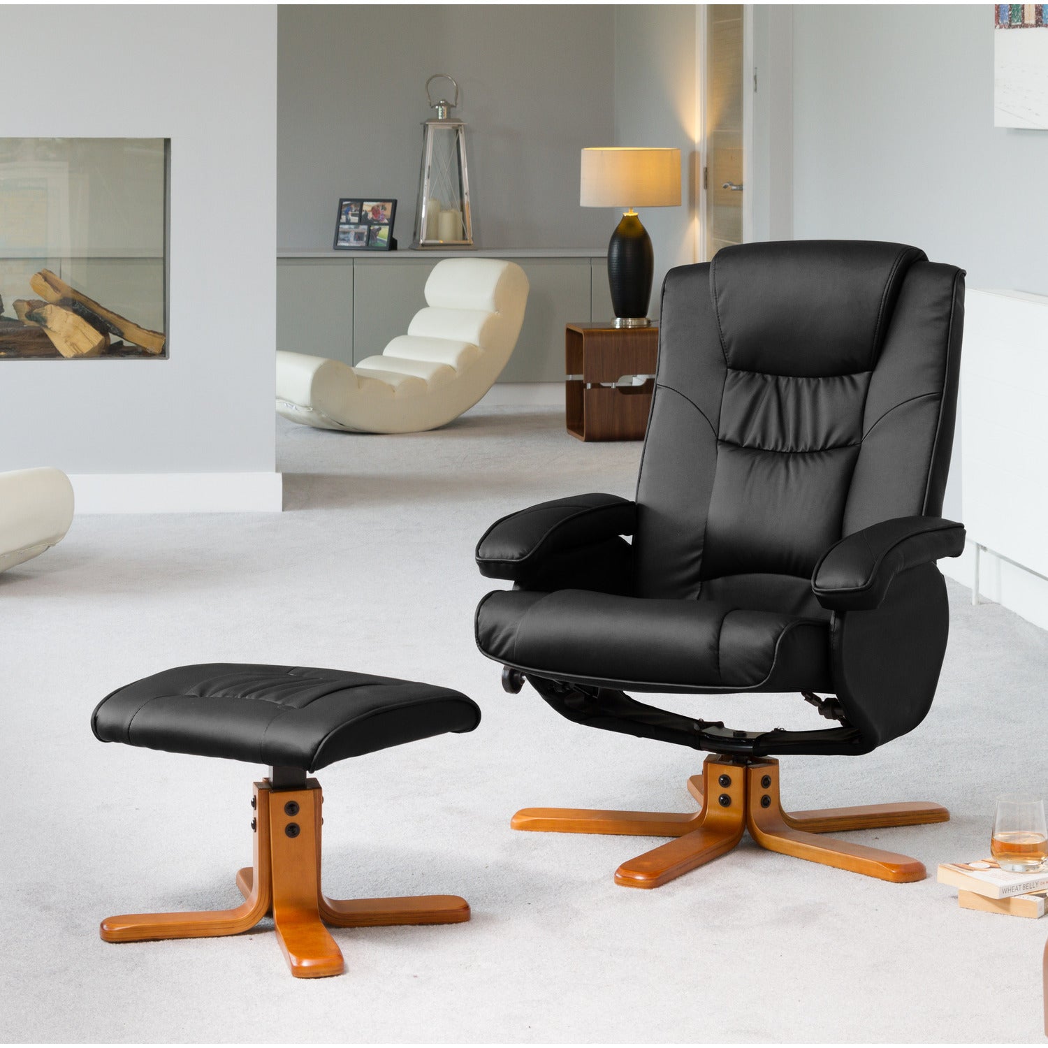 Severn Swivel Recliner With Massage And Heat | Black