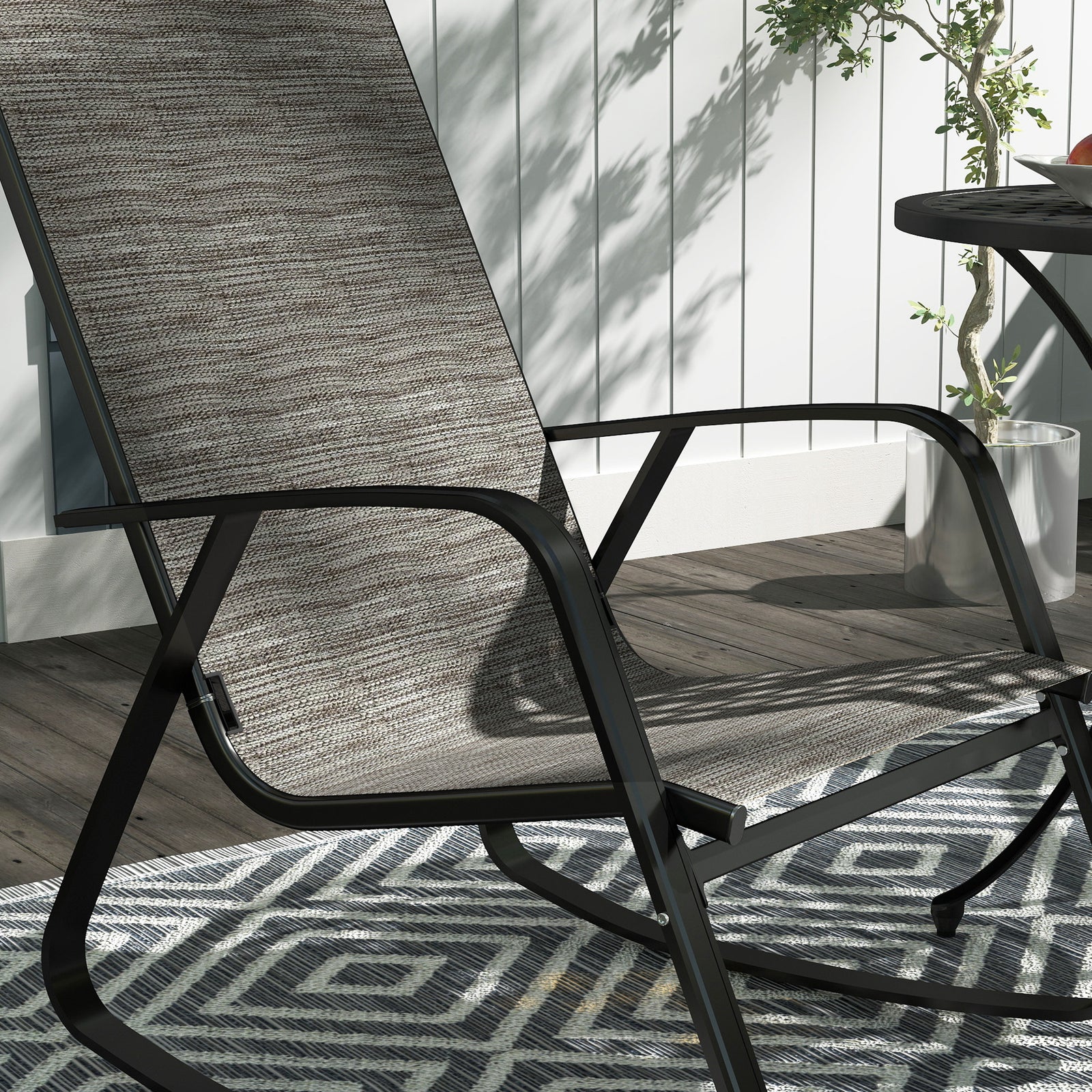 Garden Rocking Chairs Set Of 2, Ergonomic With Armrests | Brown