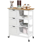 Compact Bar Trolley With Wood Top, Drawers