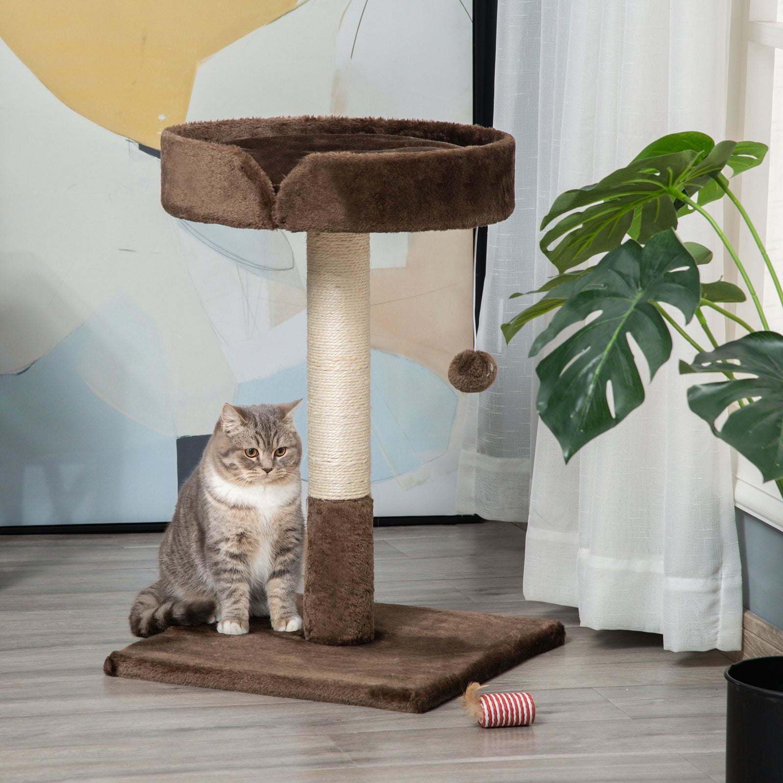 Small Cat Tree For Indoor Cats W/ Sisal Scratching Post Bed Cushion Toy