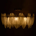 38cm Dia Frosted Glass Feather Lampshade Ceiling Light Modern Pendant Fixture