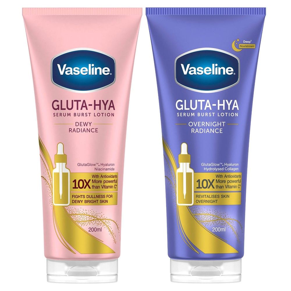 Vaseline Gluta-hya Radiance Body Lotion Duo Dewy & Overnight 200ml Each