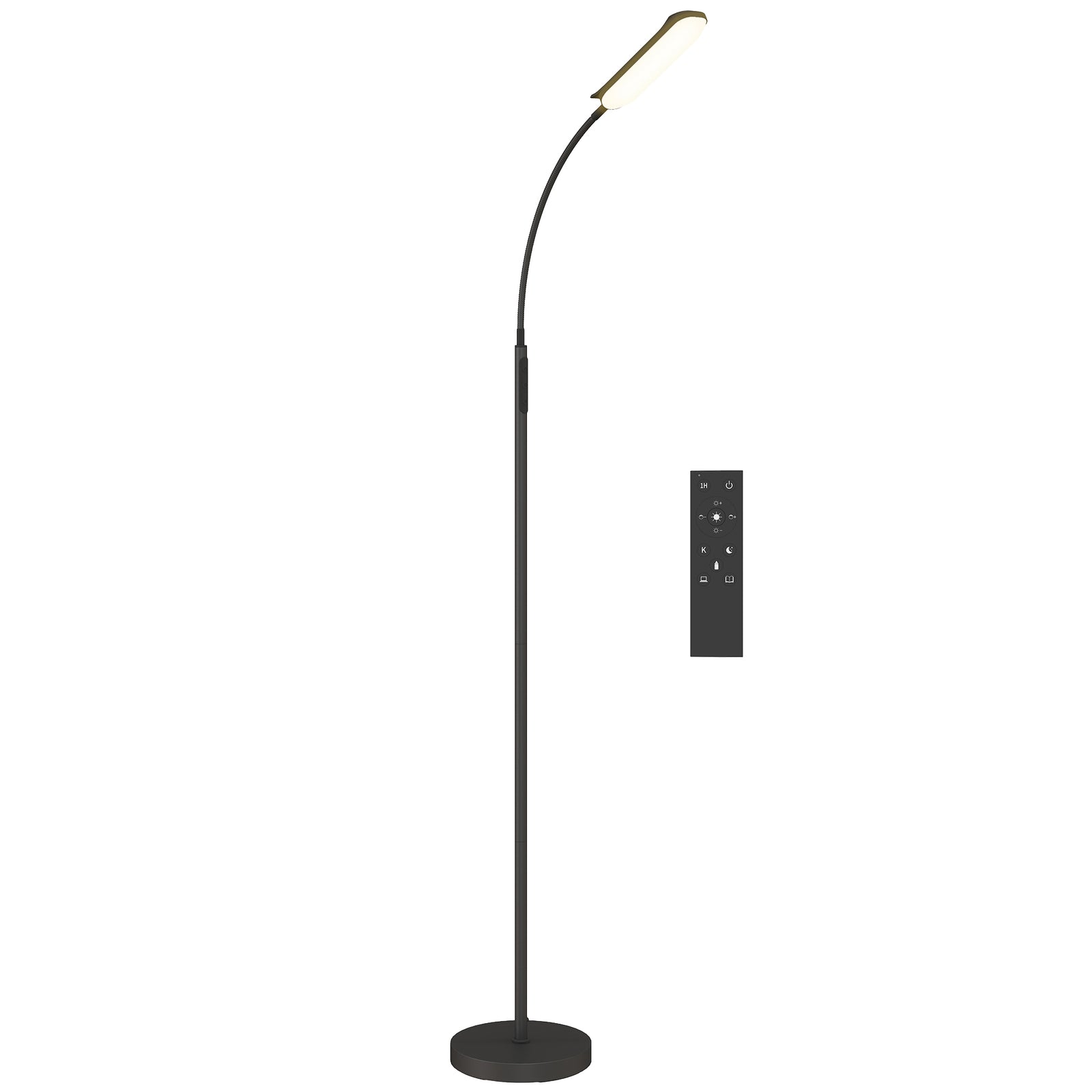 HOMCOM Led Floor Lamp For Living Room With Magnetic Remote Control, Black