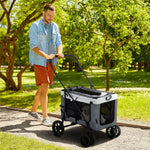 Foldable Pet Stroller W/ Detachable Carrier, Soft Padding | Gray