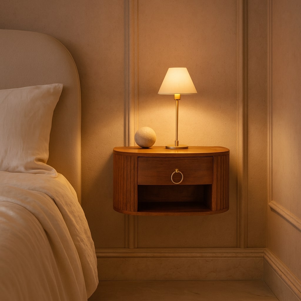 Artisan Furniture Solid Wood Oval Wall Nightstand