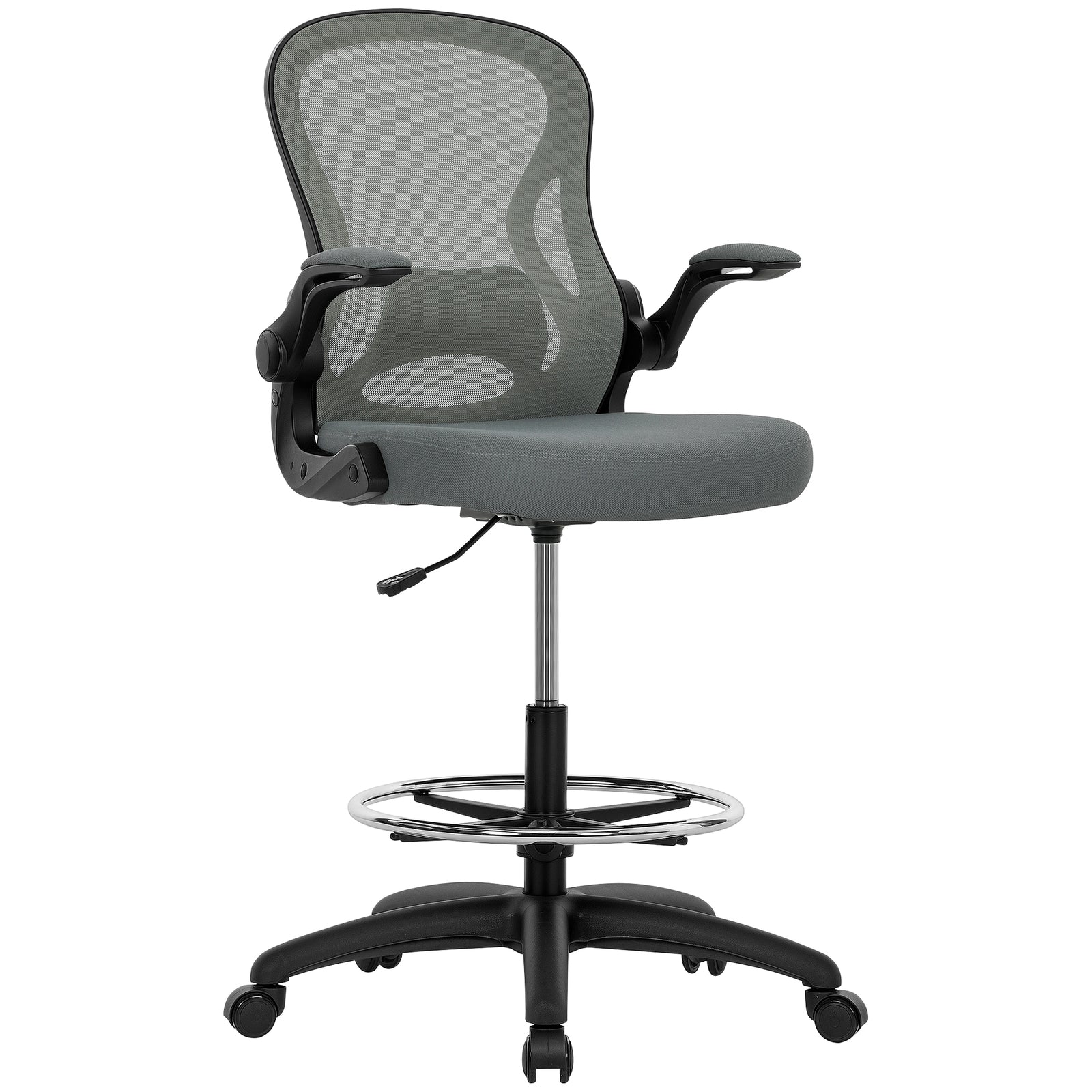 Draughtsman Chair Mesh Chair With Footrest | Charcoal Grey