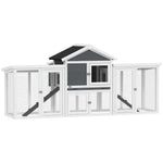 Wood Chicken Coop Hens Cage Poultry House With Nesting Boxes Run | Gray