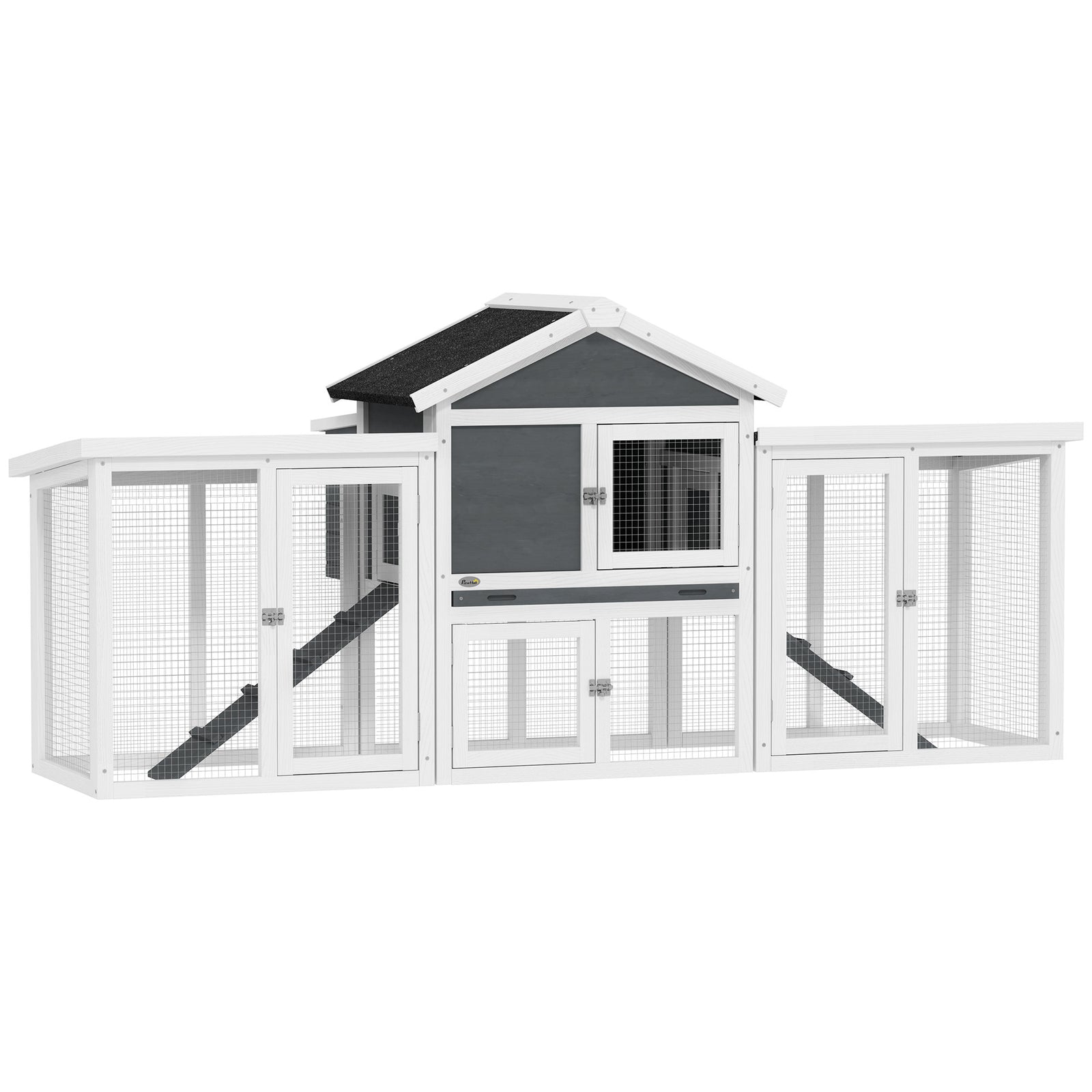 Wood Chicken Coop Hens Cage Poultry House With Nesting Boxes Run | Gray