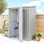 Outdoor Storage Shed Steel Garden Shed W/ Lockable Door | Grey