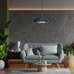 Lincoln 45cm Pendant Lamp Stylish Hand Made Scandi Style Lamp With A Golden Finish To The Shade Interior 1xe27 | 45cm | Navy Blue