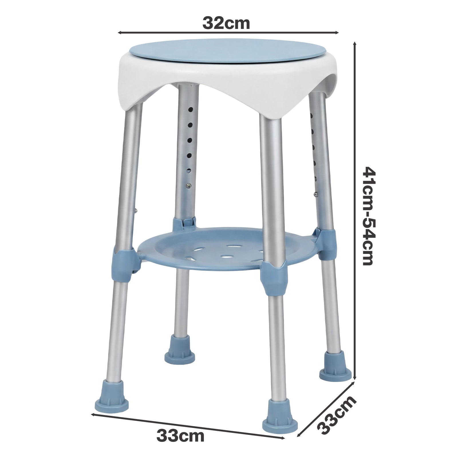 Shower Chair Swivel 6-level Adjustable Height Shower Bath Stool Seat | Blue