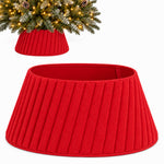 Round Faux Fur Christmas Tree Skirt With Velcro Closure | Red
