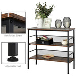 3-tier Industrial Style Storage Shelf Metal Frame Adjustable