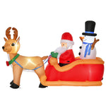 4ft Christmas Inflatable Santa Claus On Sleigh Deer Led