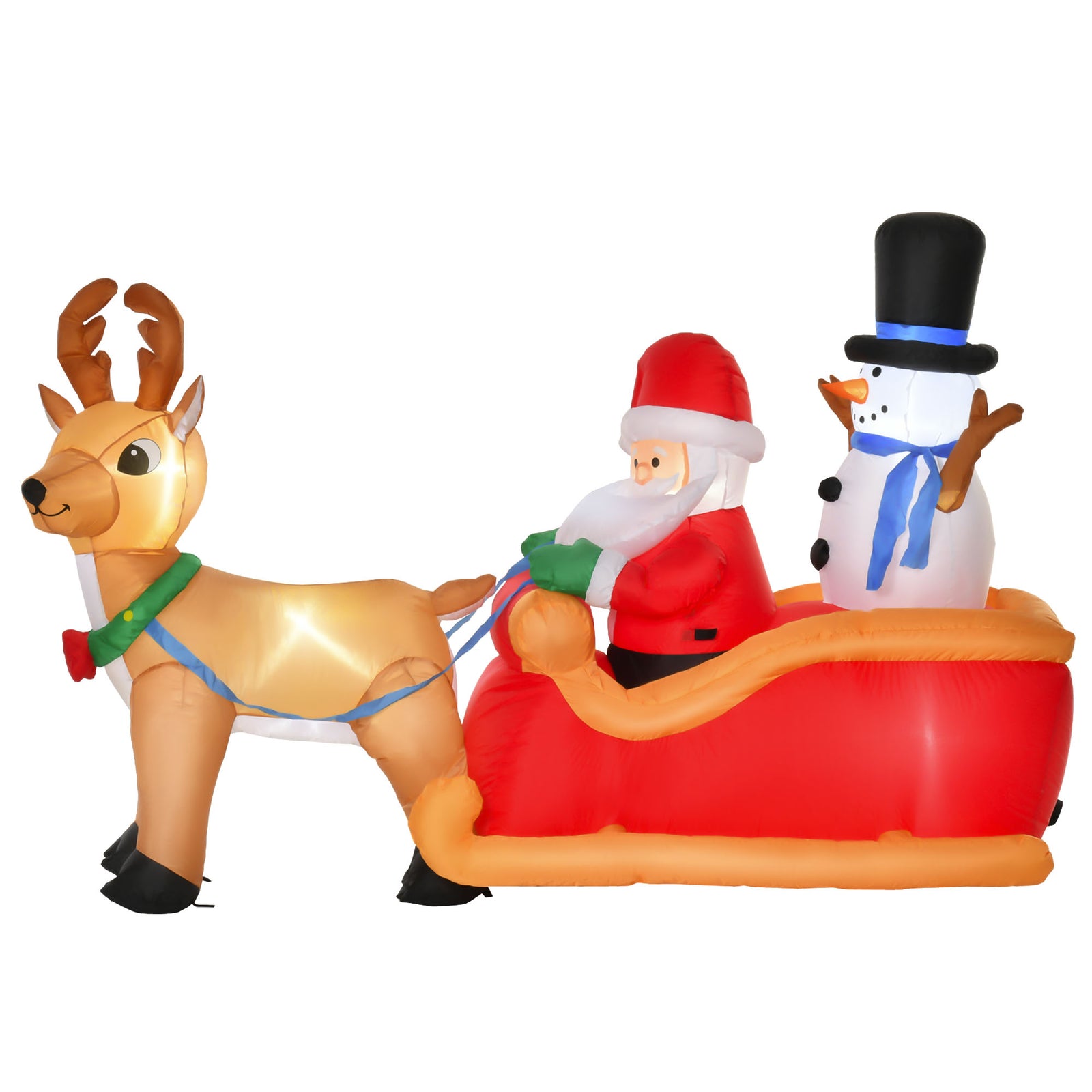4ft Christmas Inflatable Santa Claus On Sleigh Deer Led