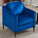 Contemporary Upholstered Armchair – Velvet Accent Chair For Living Room Or Study | Blue