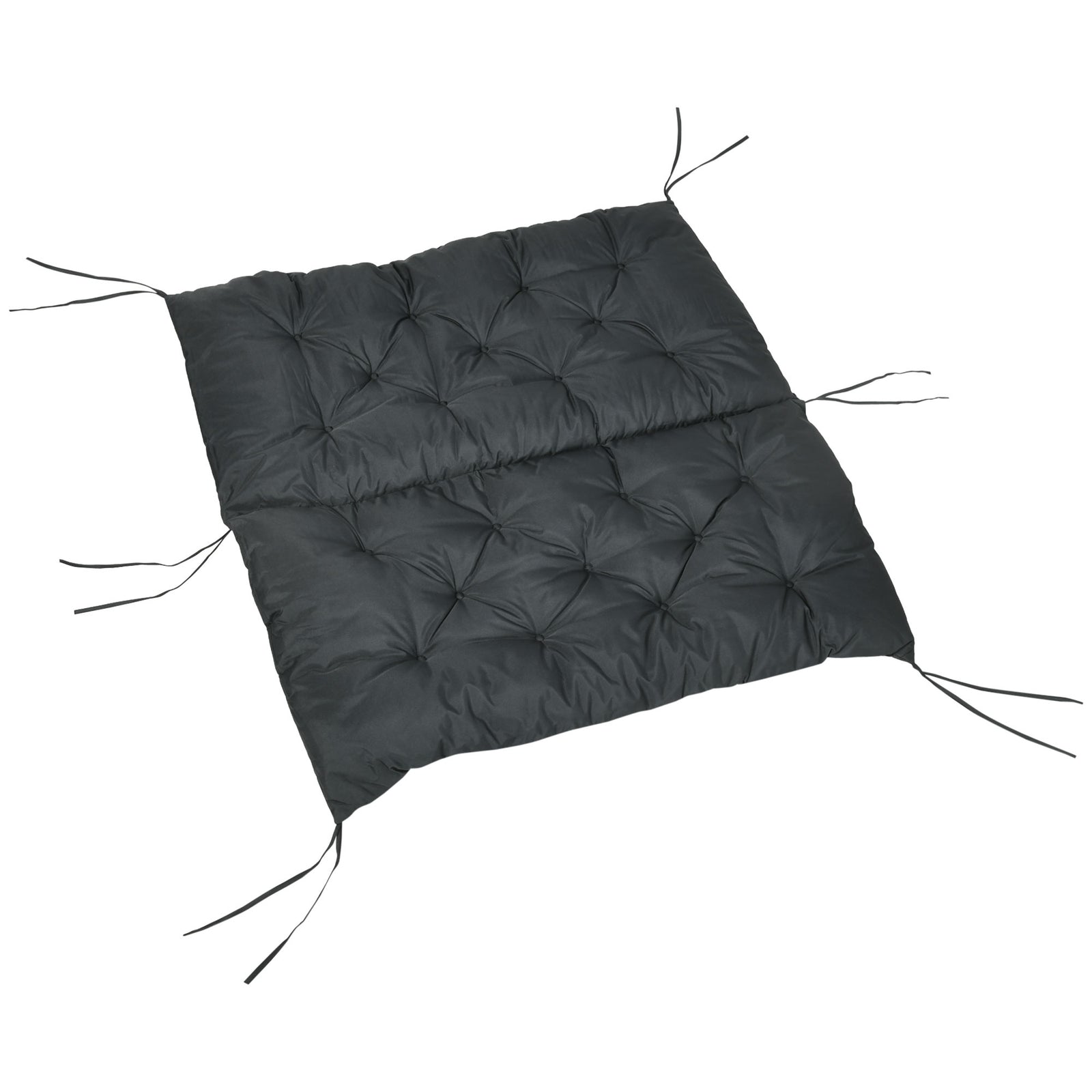 2 Seater Garden Bench Cushion Outdoor Seat Pad With Ties | Jet Black