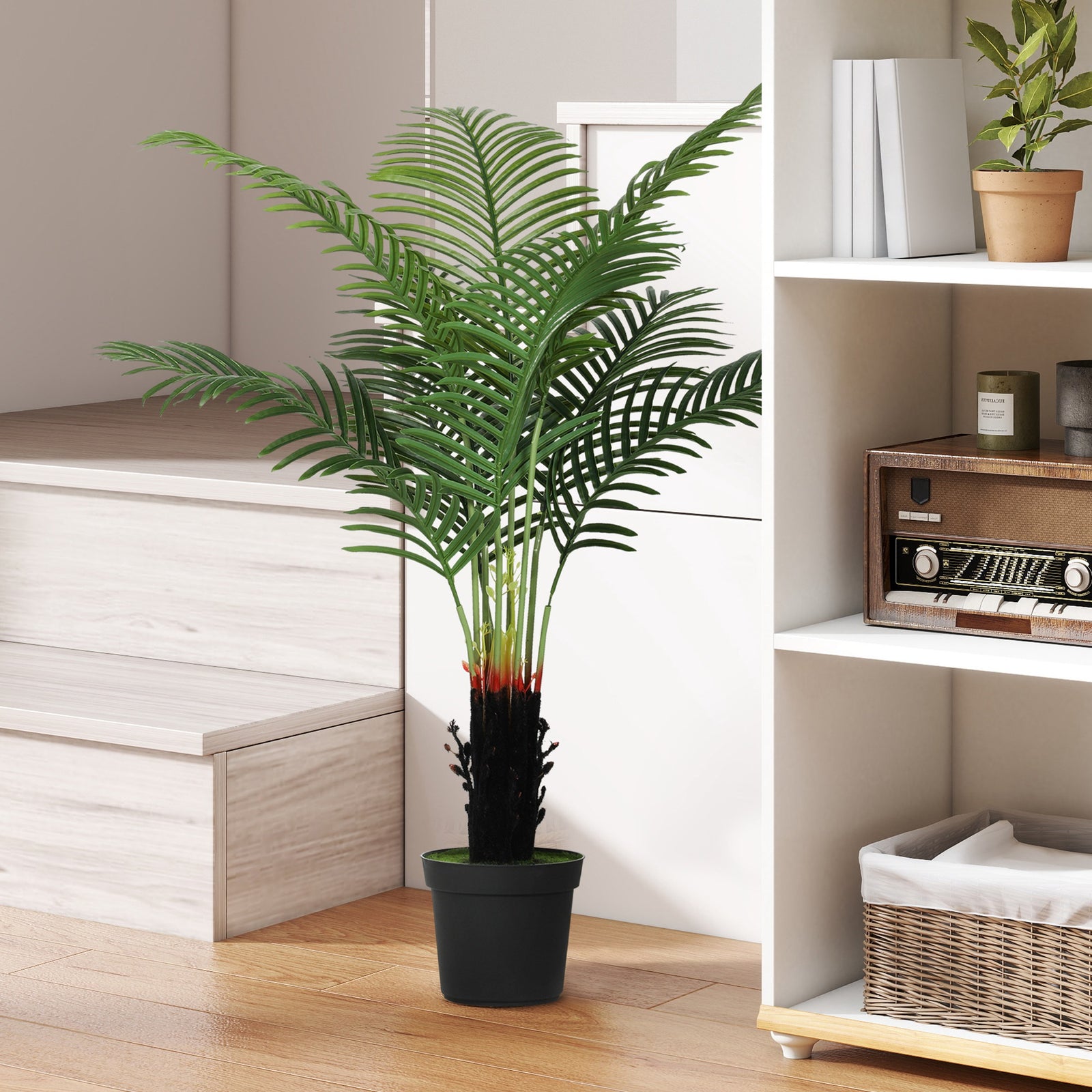 Artificial Areca Palm Tree With Pe Leaves And Flocked Soil | 120cm | Green