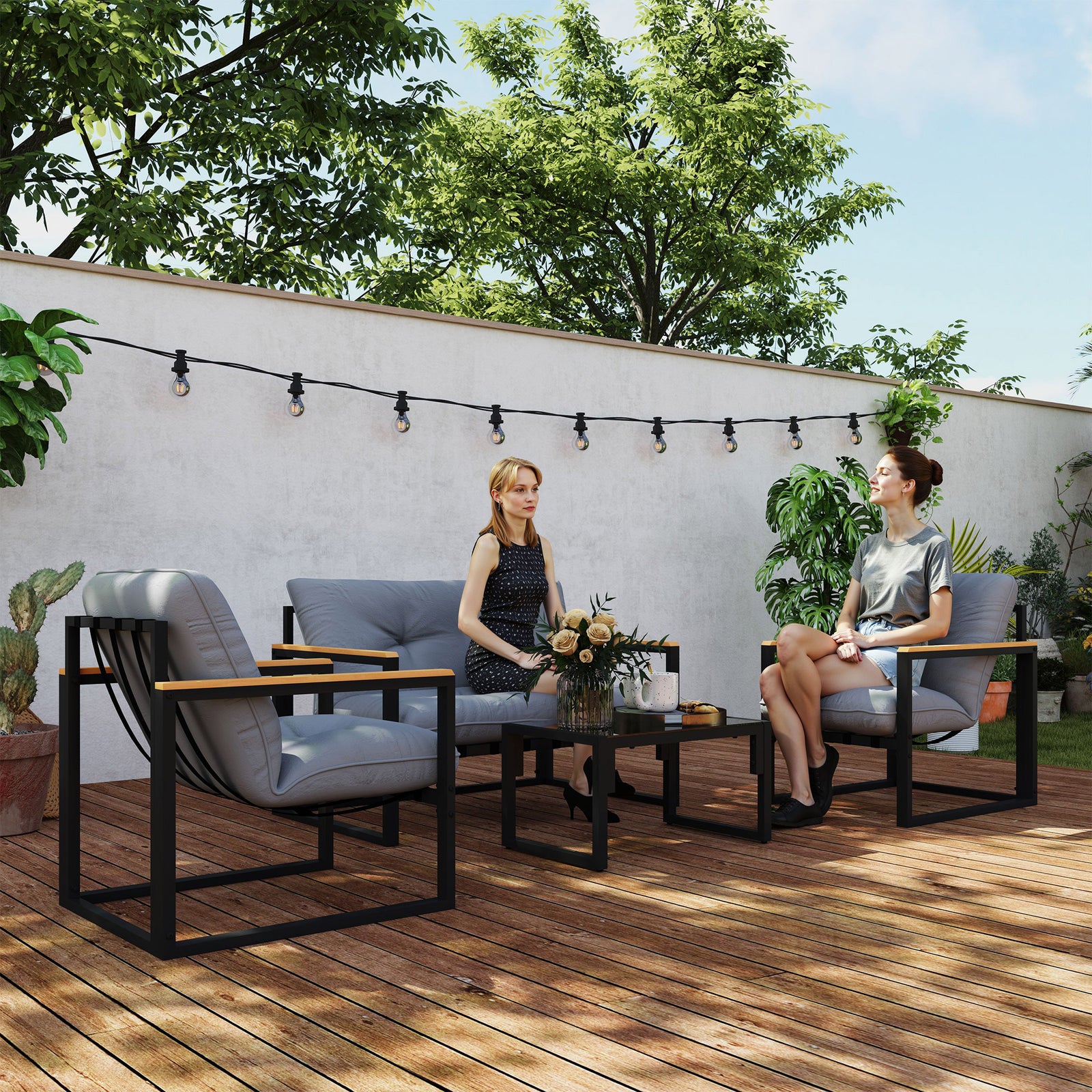 4pcs Outdoor Garden Furniture Set | Light Grey