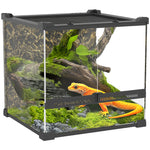 Glass Terrarium, Reptile Vivarium With Stone Background | 24l | Black