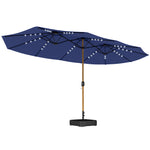 Outsunny Double Sided Garden Parasol With 48 Solar Led Lights 4.6m