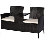 Companion Seat Table Chair Conservatory Rattan Loveseat | Brown