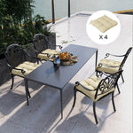 Set Of 4 Outdoor Seat Cushion W/ Ties, For Garden Furniture | Beige
