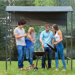7ft Outdoor Double-tier Bbq Grill Canopy Gazebo With 2 Shelf