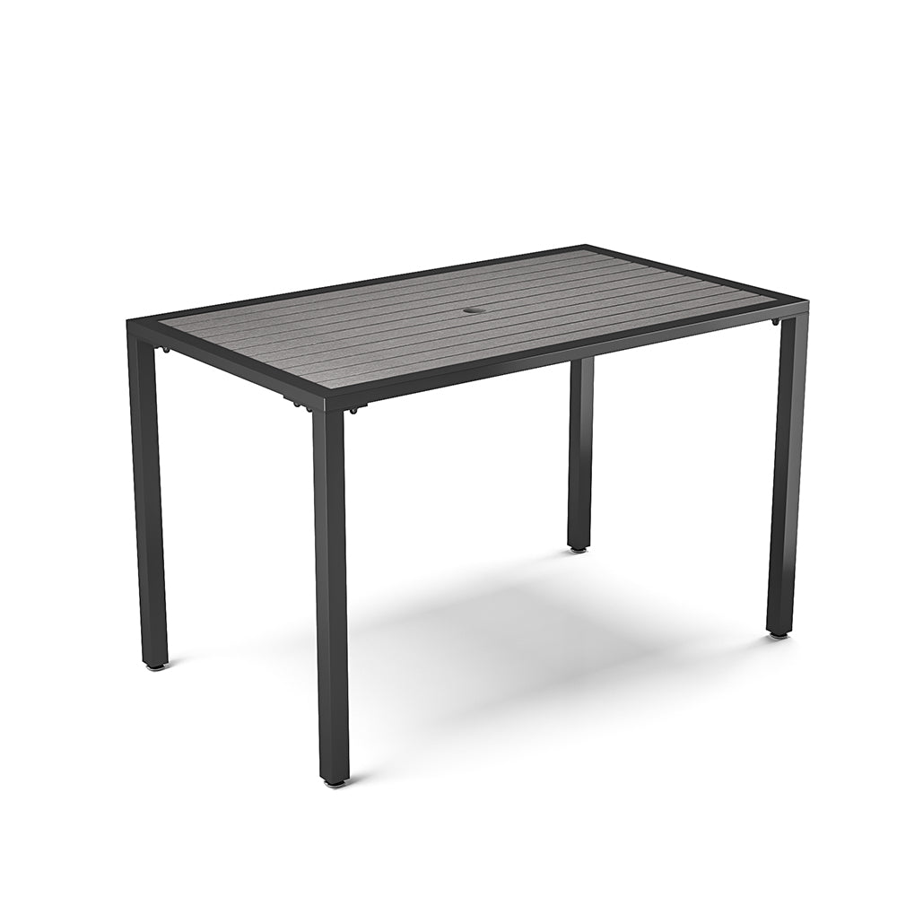 Living and Home 120cm Rectangular Outdoor Dining Table With Parasol Hole Grey