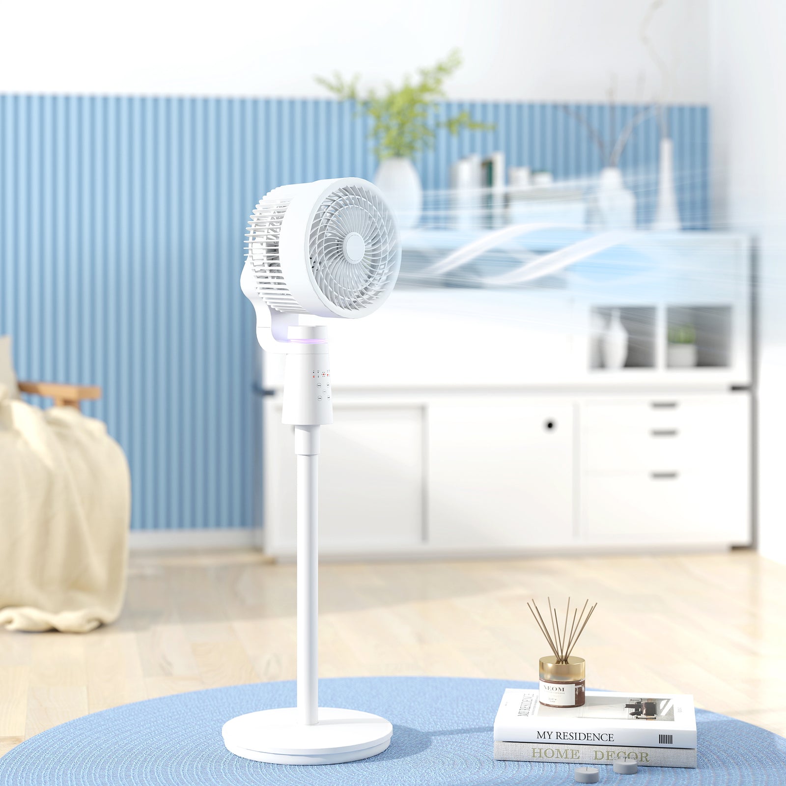 Pedestal Fan, Air Circulation Fan With Oscillating, Tilt | One Size | White