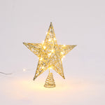 Decorative Star Sequins Christmas Tree Topper With Led Lights | Gold