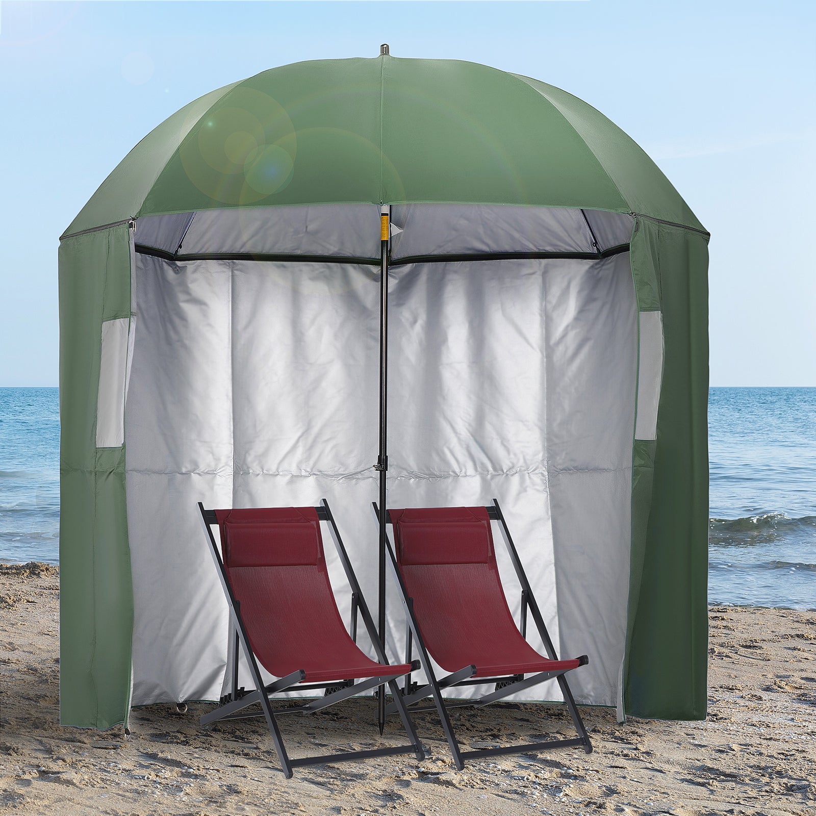 2m Fishing Umbrella With Tilt & Carry Bag - Green