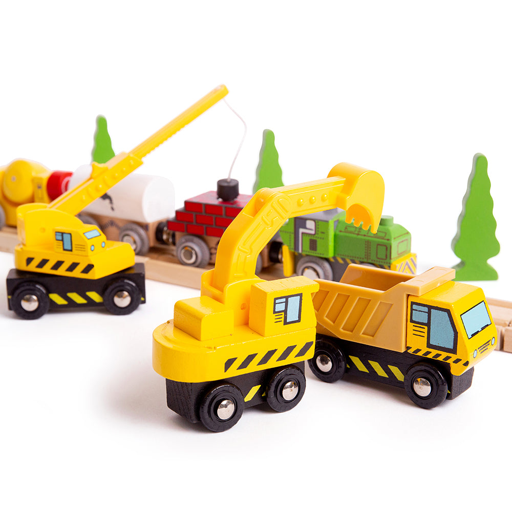 Construction Site Vehicle Set for Wooden Train Sets