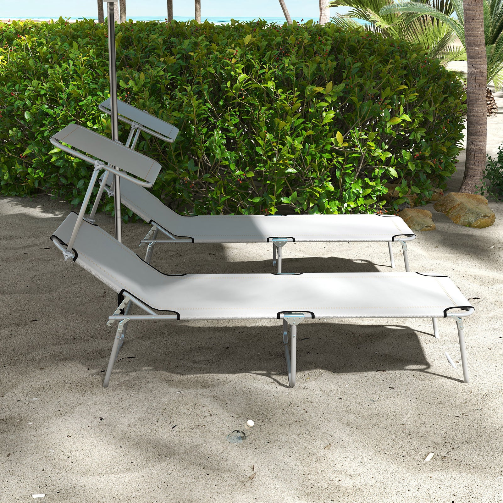 Reclining Sun Lounger Folding Recliner Garden Chair | Set of 2