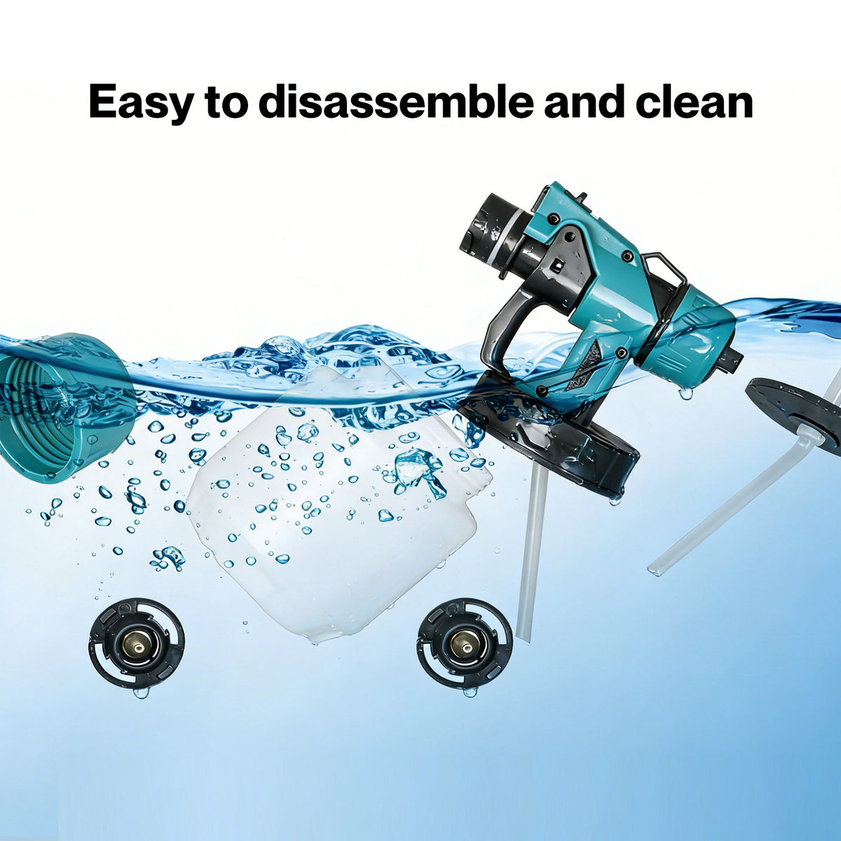 Cordless Paint Sprayer 18v Electric Spray Gun 1000ml Hvlp 6 Nozzles | Blue