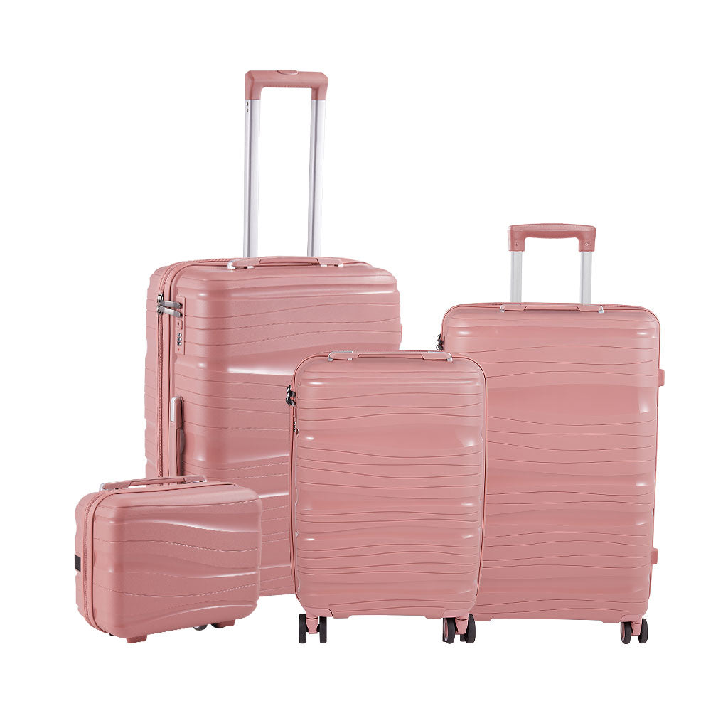4pcs Lockable Travel Suitcase Set | Pink