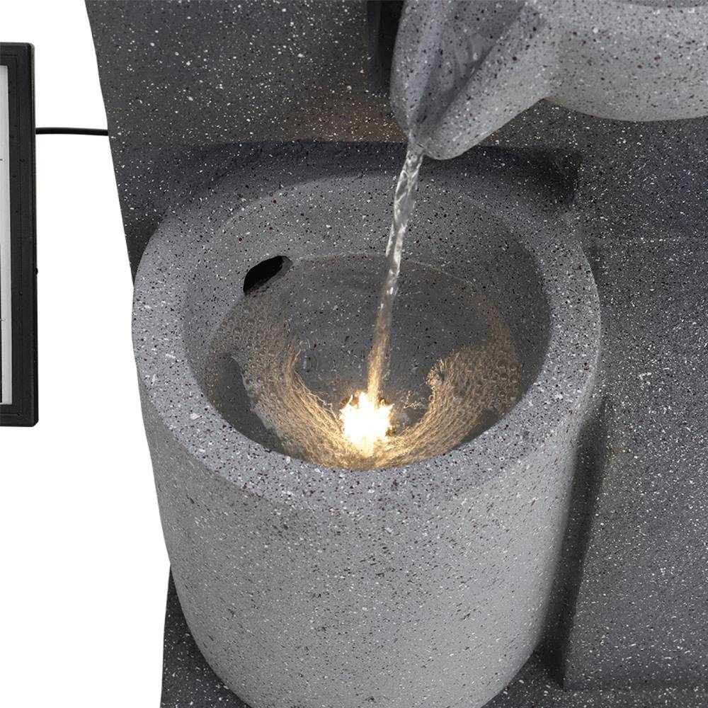 Outdoor Water Fountain Rockery Decor Solar Powered