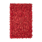 Dallas Leather Shaggy Rug | 150cm x 95cm | Red