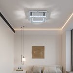 Modern Square Crystal Ceiling Light With Chrome Finish