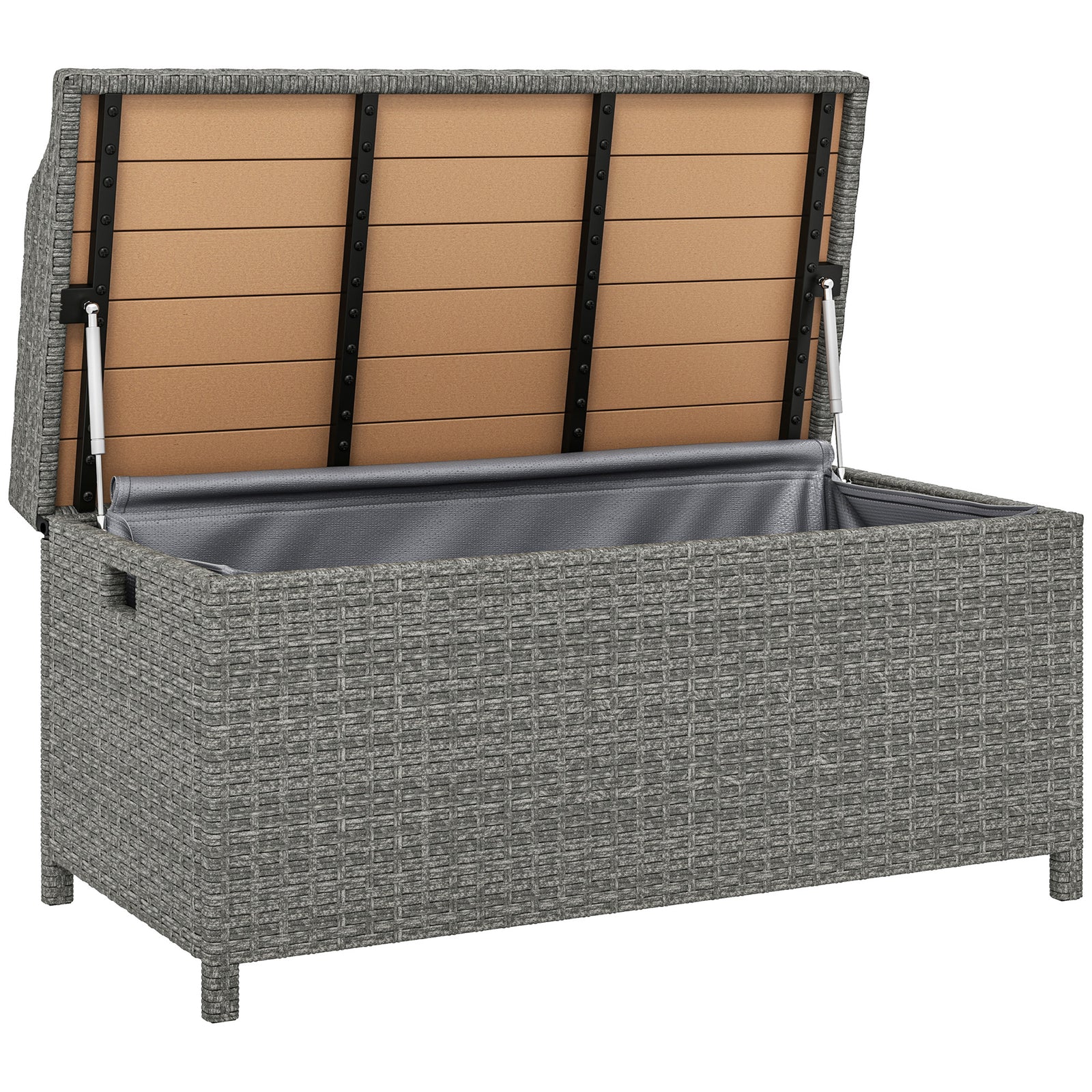 Outsunny Pe Rattan Outdoor Storage Bench